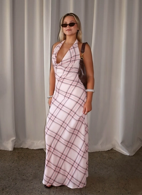 Retro Outfit Muse Maxi Dress - Pink Check Muse Maxi Dress - Pink Check Shore Time