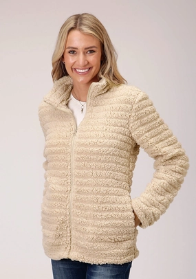 Retro pattern Roper Womens Cream Polyester Faux Mink Fleece Jacket Roper Womens Cream Polyester Faux Mink Fleece Jacket All Season Fabric Weight
