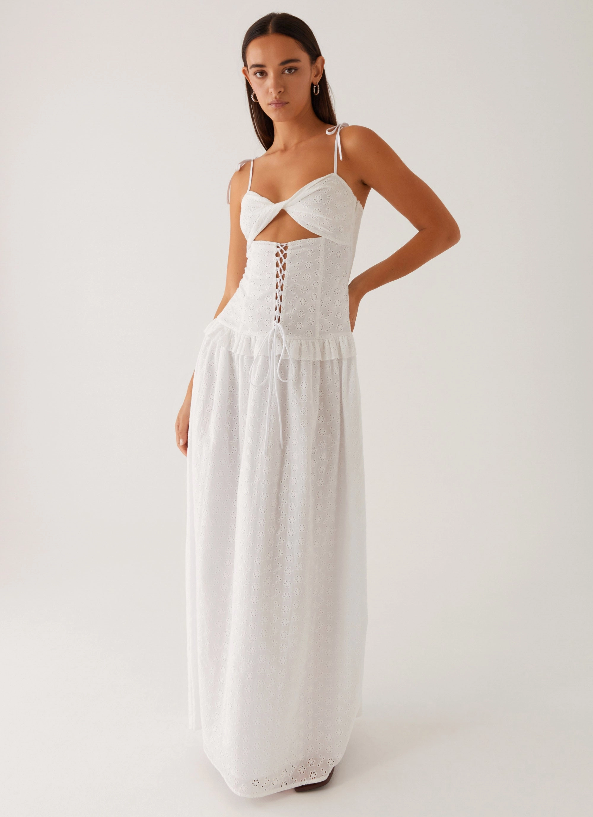 Skin Hug Reveria Twist Maxi Dress - Ivory