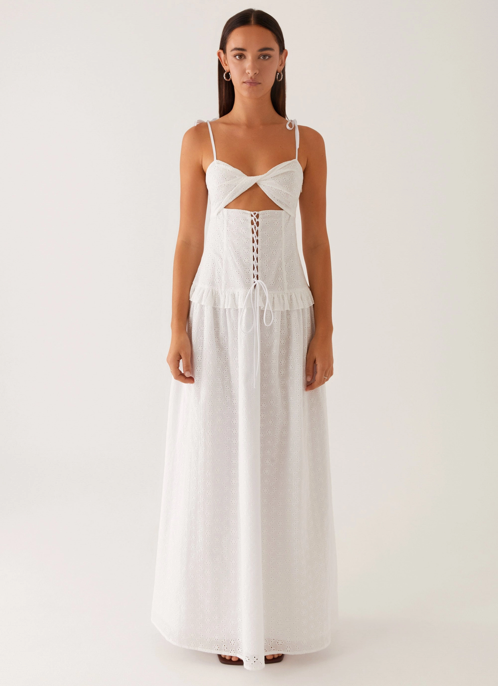 Reveria Twist Maxi Dress - Ivory Flowy Cut Stylish Appearance
