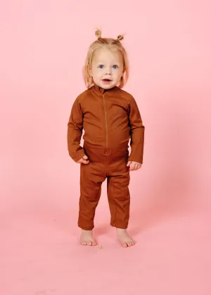 Ribbed Caramel | Baby Rashguard One-Piece (Unisex)