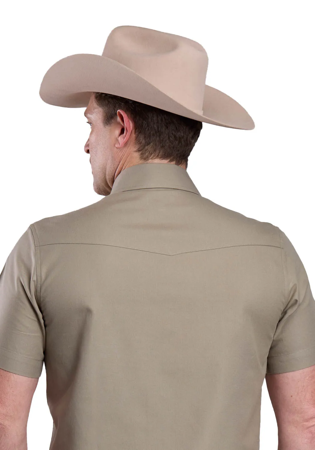 Stetson Mens 2768 Soft Oxford Dusty Olive 100% Cotton S/S Shirt Durable Thread Construction
