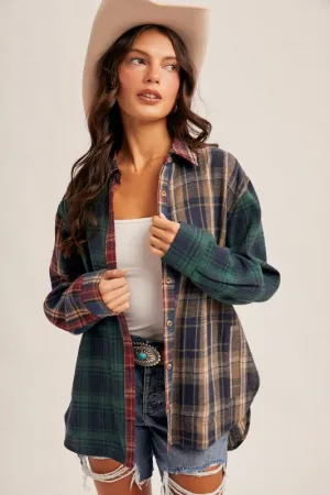 Ribbed edges Miranda Mixed Plaid Button Down Shirt Miranda Mixed Plaid Button Down Shirt dry cleanable