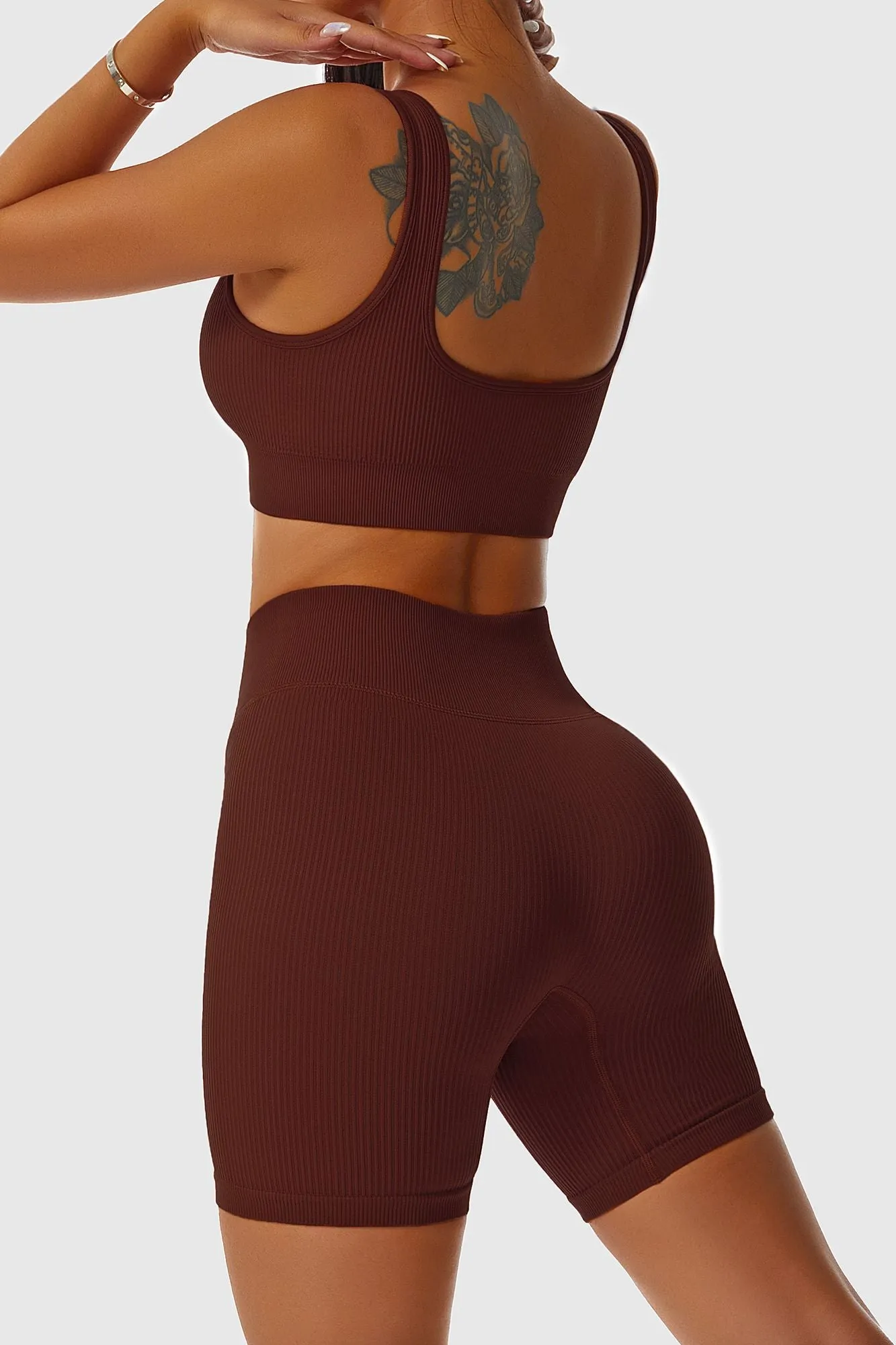 Ribbed Scoop Neckline Sports Bra