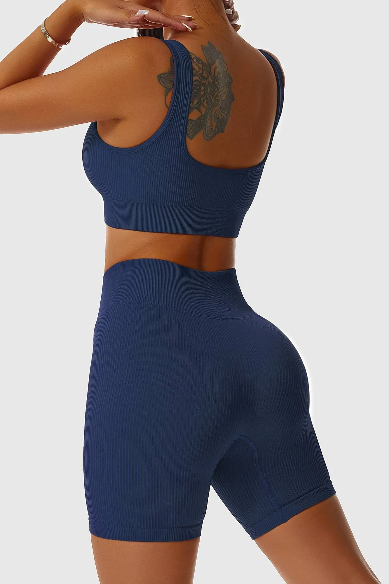 Ribbed Scoop Neckline Sports Bra