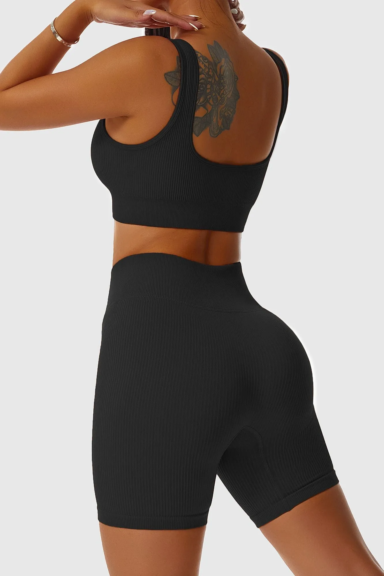 Ribbed Scoop Neckline Sports Bra