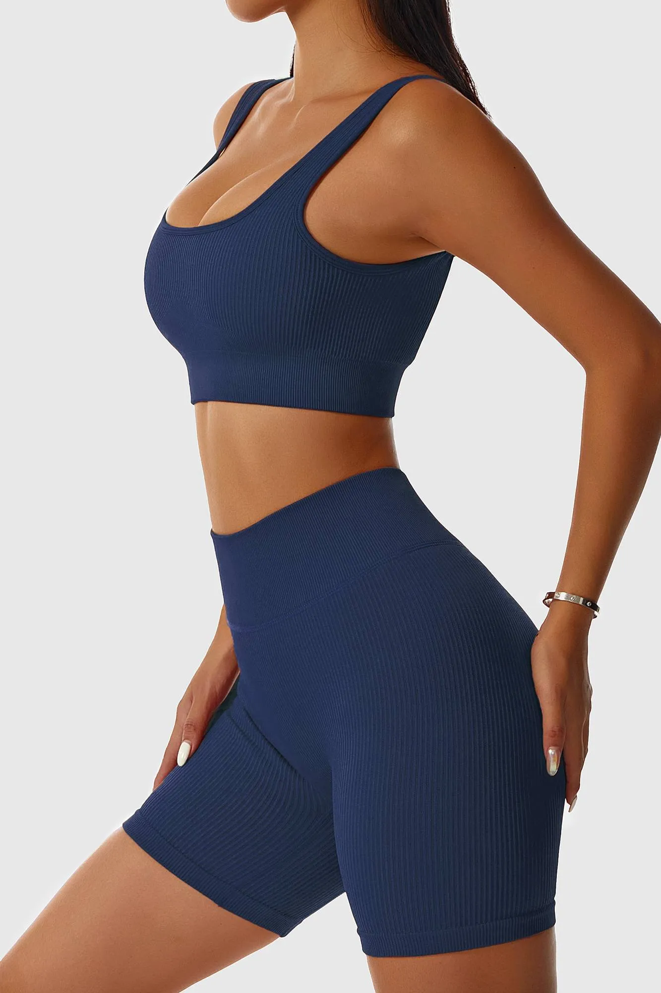 Ribbed Scoop Neckline Sports Bra