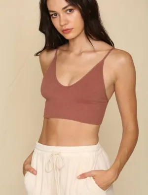 Ribbed Seamless Brami Top - Cocoa