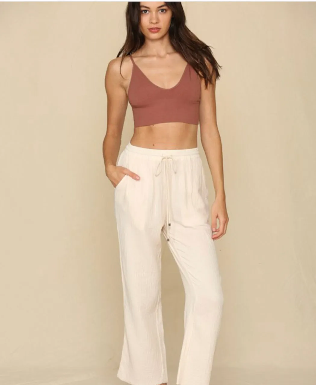 Ribbed Seamless Brami Top - Cocoa