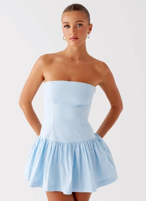 Riviera Mini Dress - Blue Timeless Everyday Riviera Mini Dress - Blue Sleek Wear Bold-Color