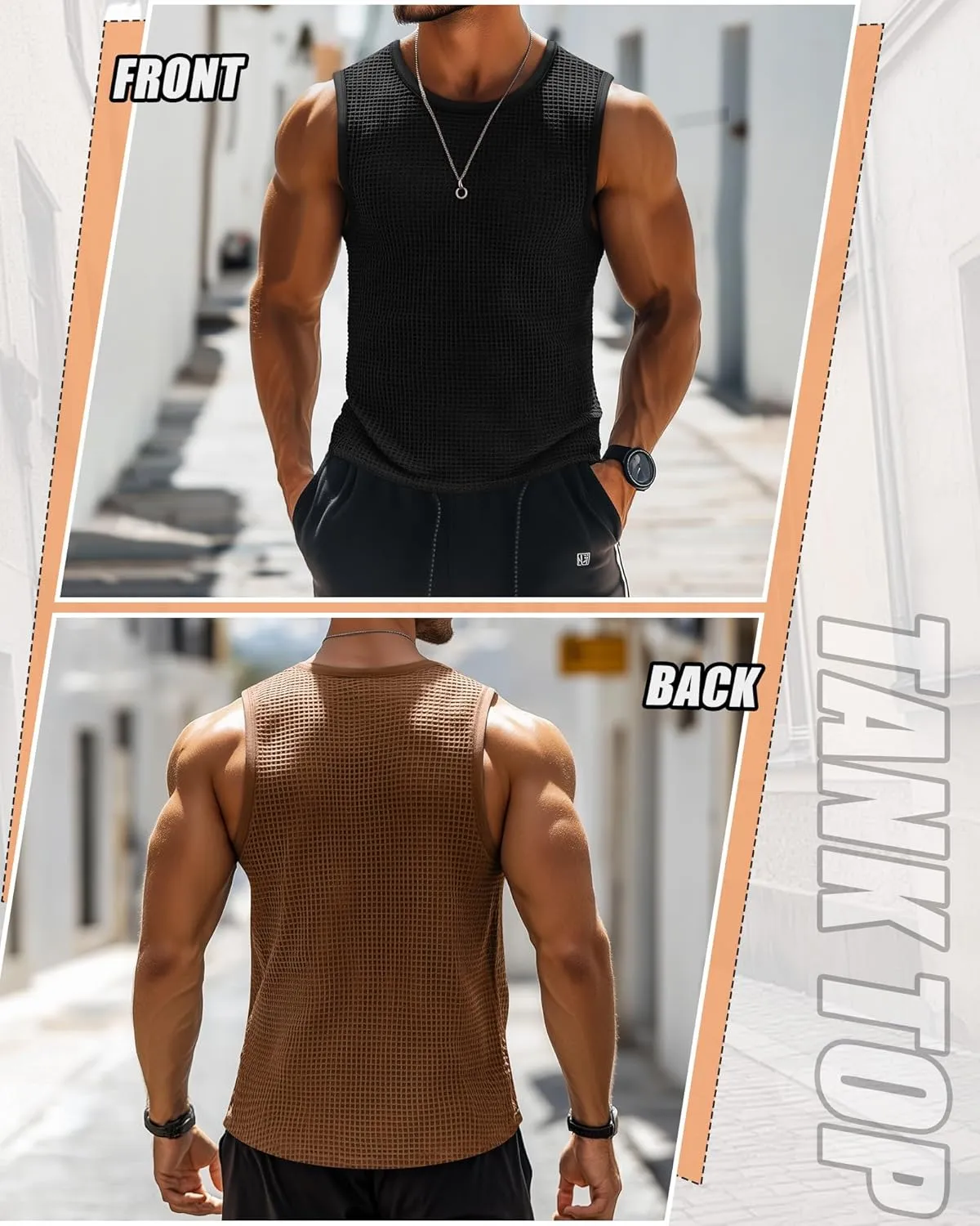 Riyiper 3 Pack Mens Big and Tall Tank Tops Waffle Knit Casual Sleeveless Shirts Plus Size Summer Muscle Tees