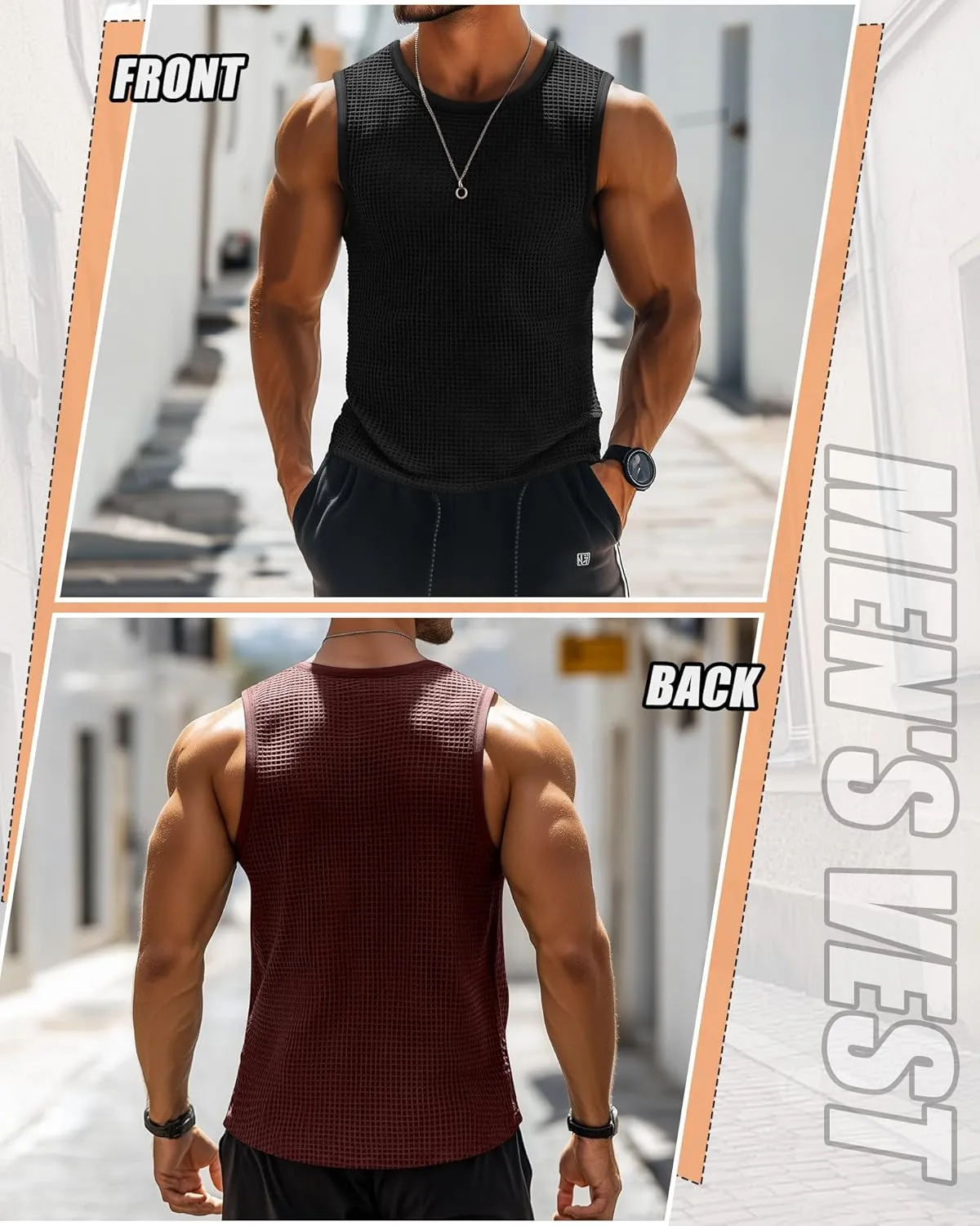 Riyiper 3 Pack Mens Big and Tall Tank Tops Waffle Knit Casual Sleeveless Shirts Plus Size Summer Muscle Tees