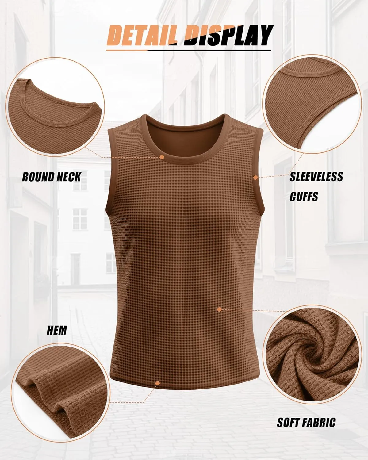 Riyiper 3 Pack Mens Big and Tall Tank Tops Waffle Knit Casual Sleeveless Shirts Plus Size Summer Muscle Tees