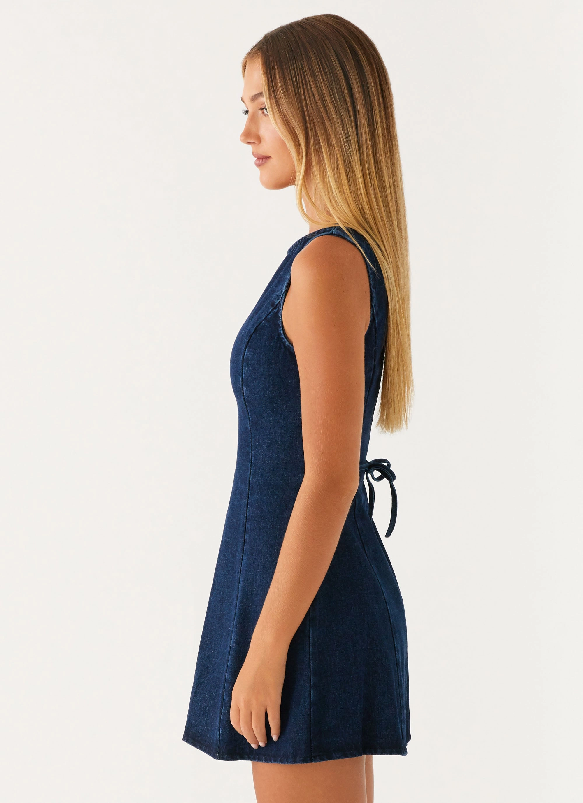 Rochelle Denim Mini Dress - Blue Snag-Resistant