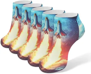 Rocket Launch 5 Pairs Unisex Activewear Ankle Socks Lightweight Low Cut And No Show Socks