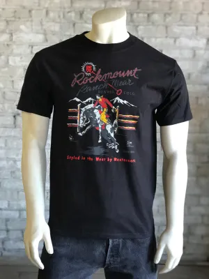 Rockmount Mens Black 100% Cotton Vintage RRW Bronc S/S T-shirt On Trend Rockmount Mens Black 100% Cotton Vintage RRW Bronc S/S T-shirt Classic Collar Social Meetup