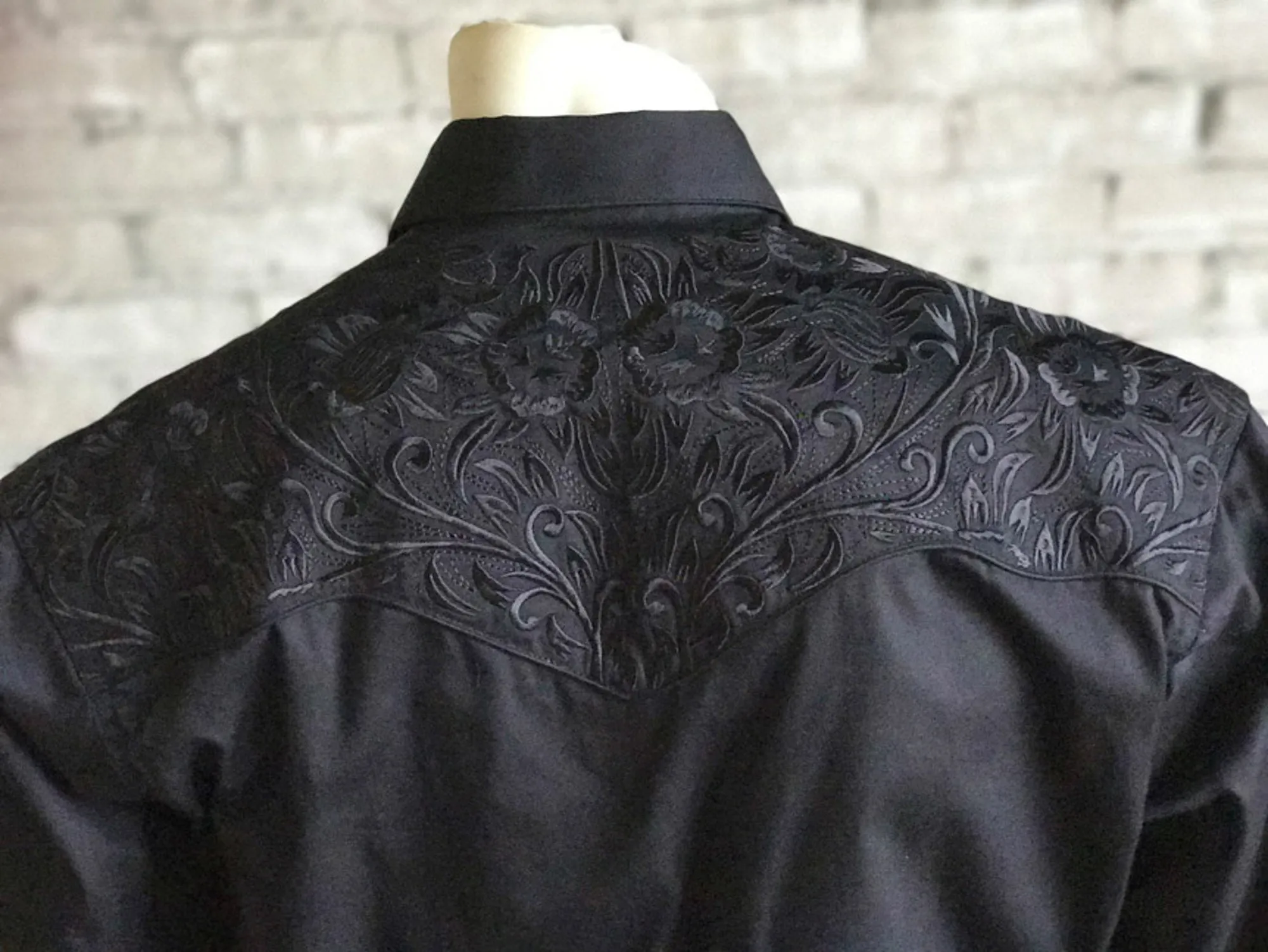 Lounge Wear Rockmount Mens Black 100% Cotton Vintage Tooling Western L/S Shirt