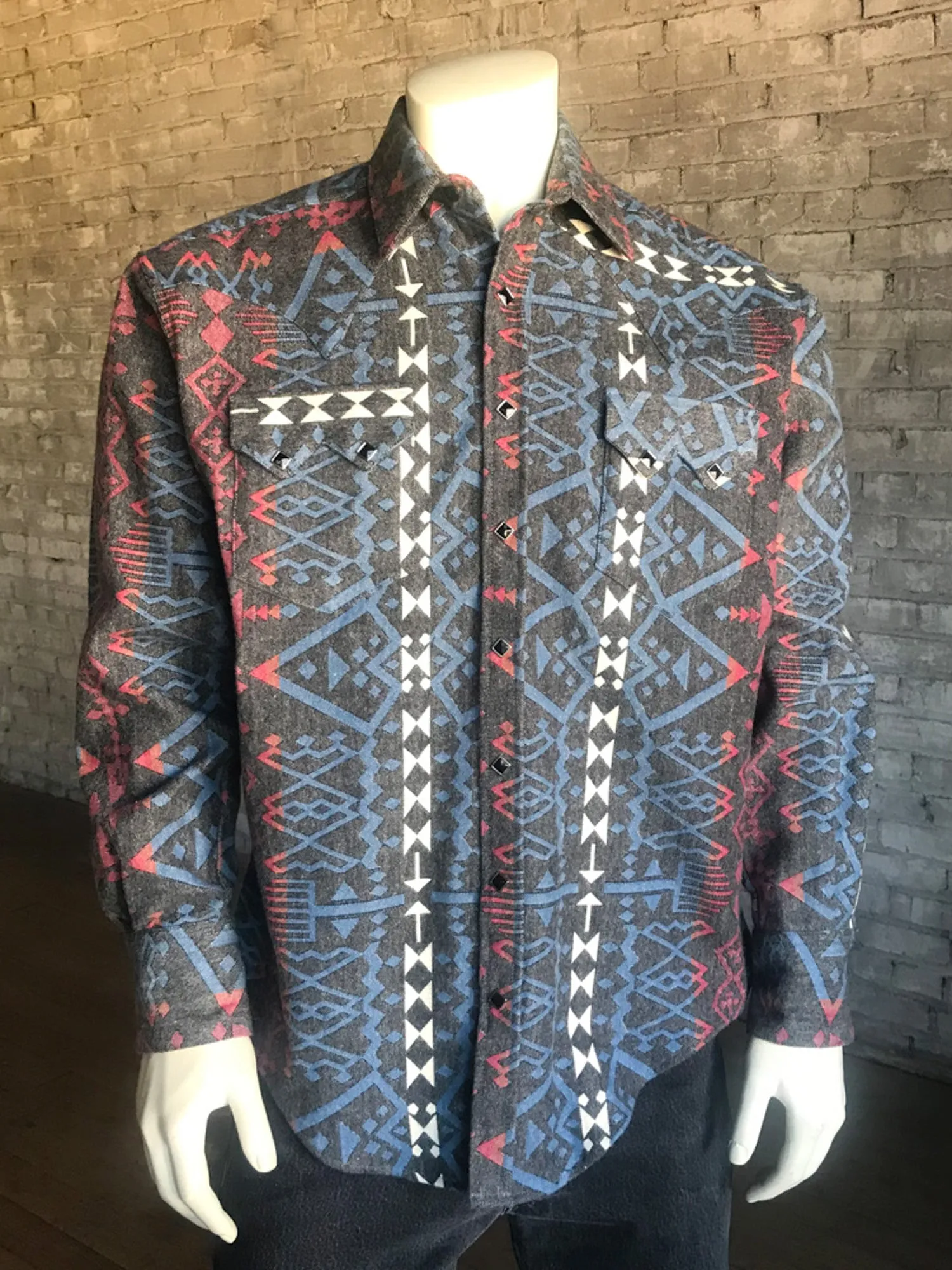 Smart Layering Rockmount Mens Black/Red 100% Cotton Jacquard Flannel Western L/S Shirt