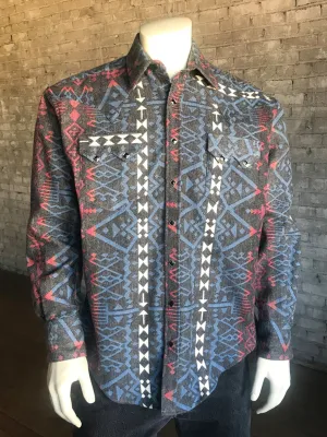 Rockmount Mens Black/Red 100% Cotton Jacquard Flannel Western L/S Shirt All-season Smart Layering Rockmount Mens Black/Red 100% Cotton Jacquard Flannel Western L/S Shirt