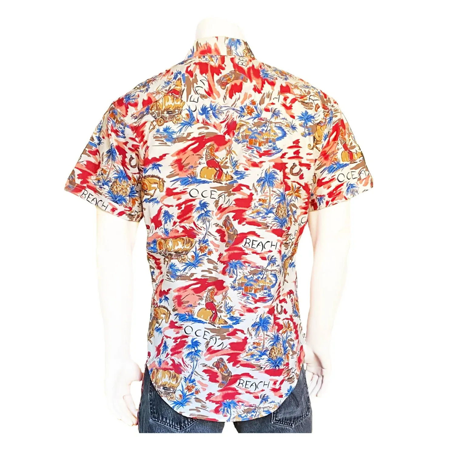 Refined Aesthetic Rockmount Mens Hawaiian Print Red 100% Cotton S/S Shirt