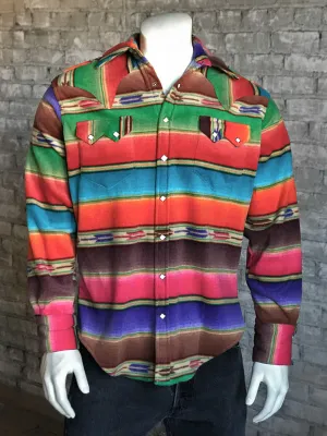 Rockmount Mens Multi-Color Fleece Native Pattern Fleece Stripe L/S Shirt Fashion Forward Rockmount Mens Multi-Color Fleece Native Pattern Fleece Stripe L/S Shirt Spring Break Split hem