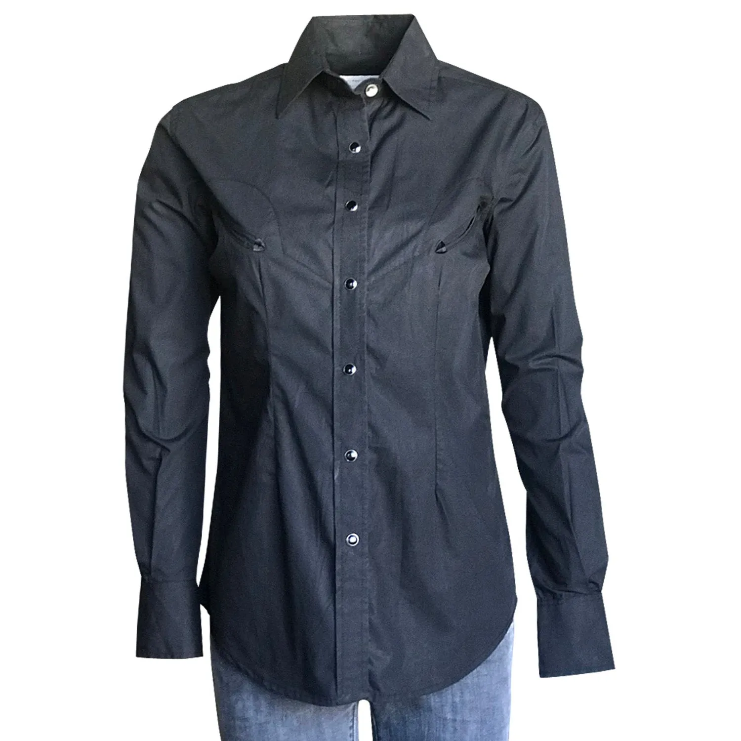 Relaxed Style Weekend Style High Quality Traveler Gear Stretch Creative Look Rockmount Womens Black 100% Cotton Solid Western L/S Shirt