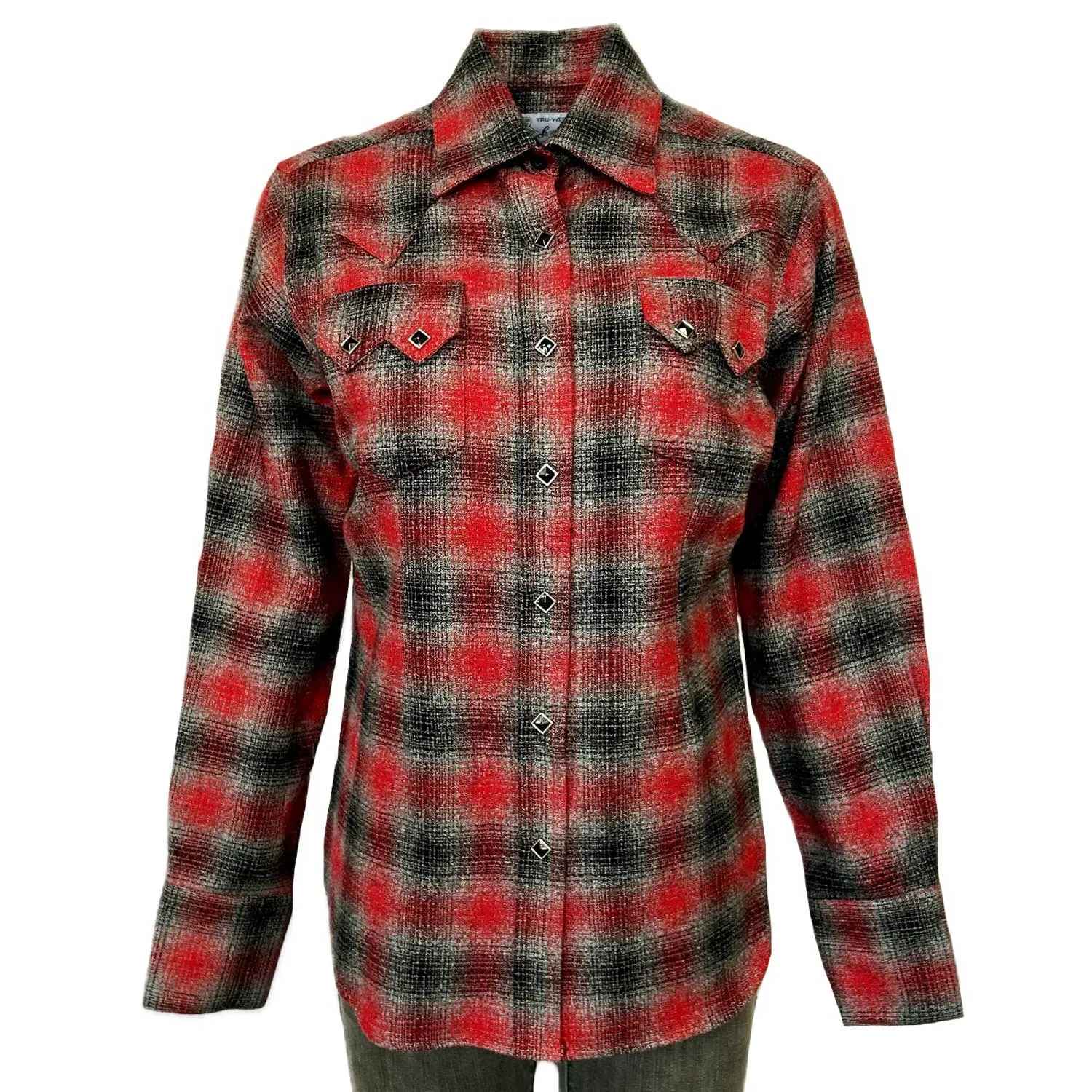 Premium Option Rockmount Womens Buffalo Check Flannel Black/Red 100% Cotton L/S Shirt