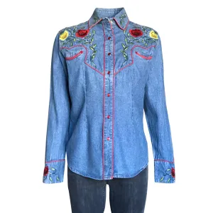 Rockmount Womens Denim 100% Cotton Vintage Floral Embroidery L/S Shirt premium design Rockmount Womens Denim 100% Cotton Vintage Floral Embroidery L/S Shirt Abrasion resistant Hiking Gear