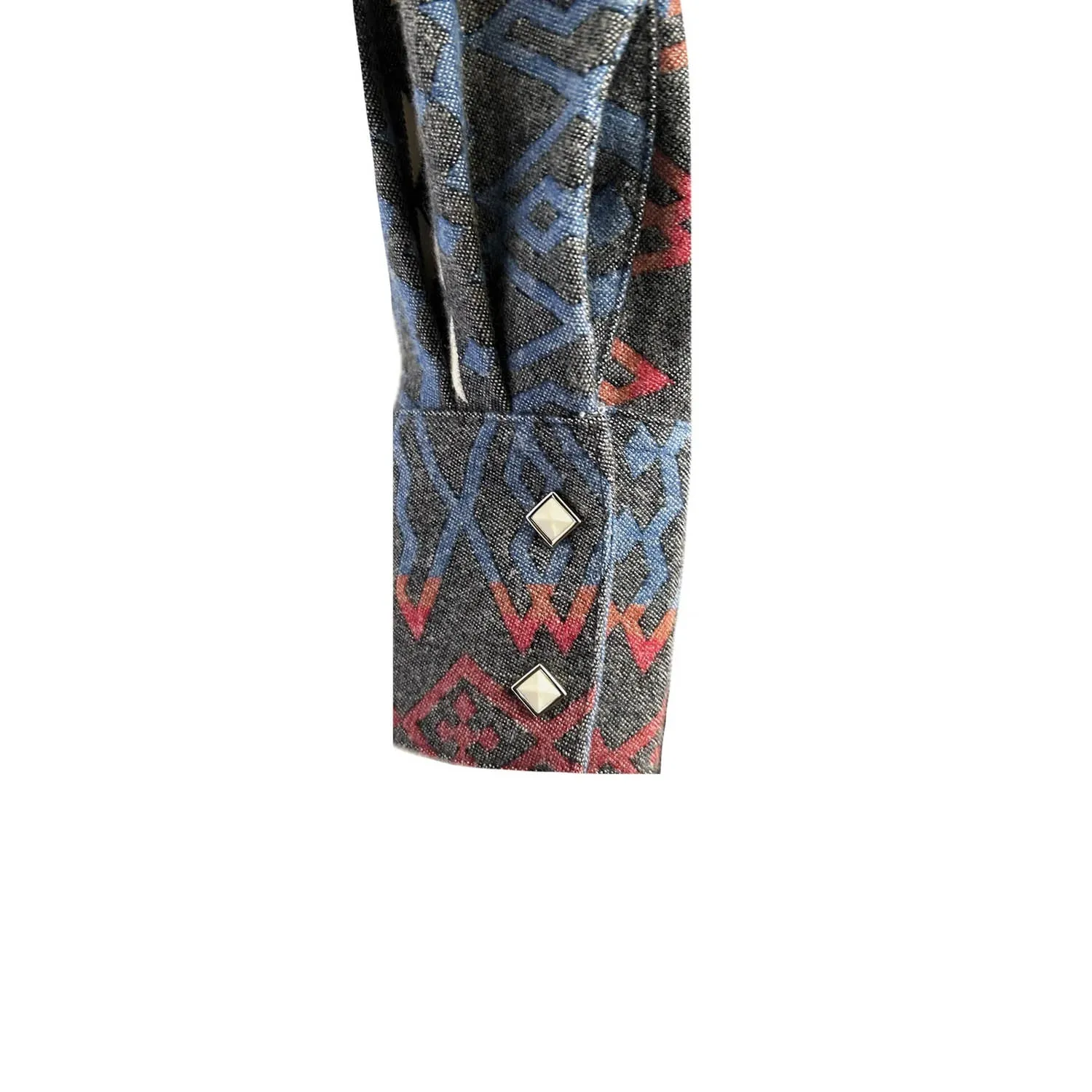 Geometric Pattern Rockmount Womens Flannel Jacquard Western Black/Red 100% Cotton L/S Shirt