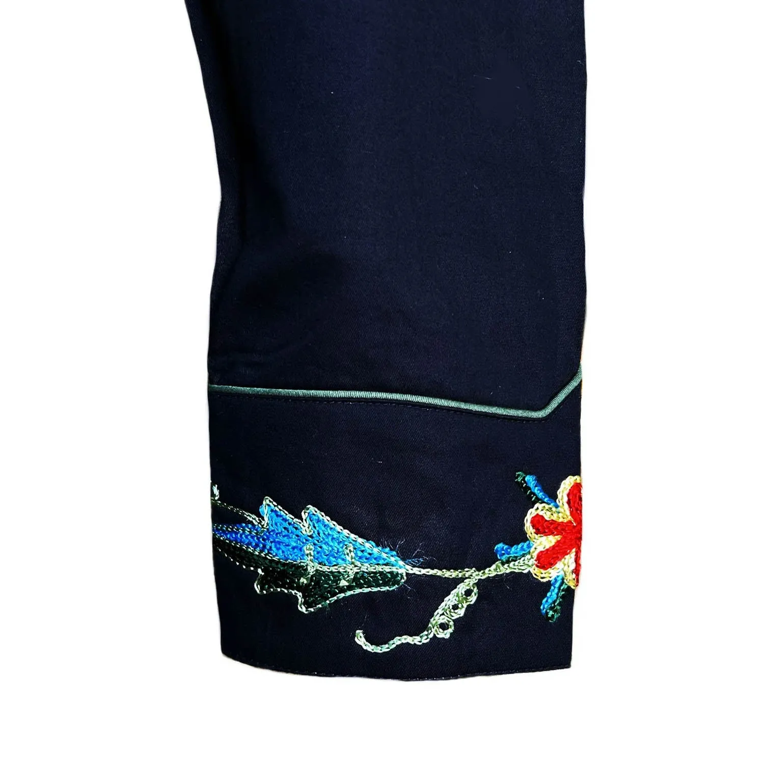 Rockmount Womens Floral Embroidered Western Black 100% Cotton L/S Shirt Round Collar Classic Wear