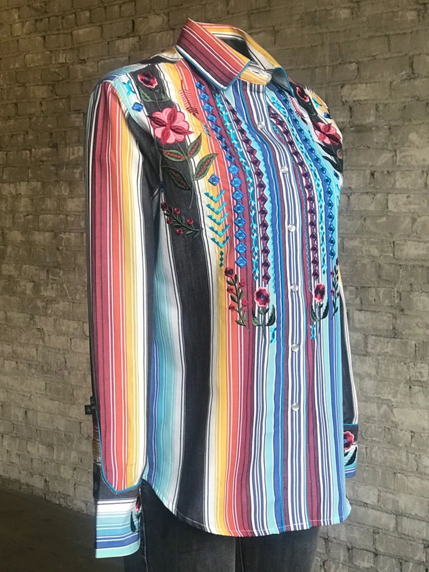 Rockmount Womens Serape 100% Cotton Boho Serape Western L/S Shirt Edgy Fashion