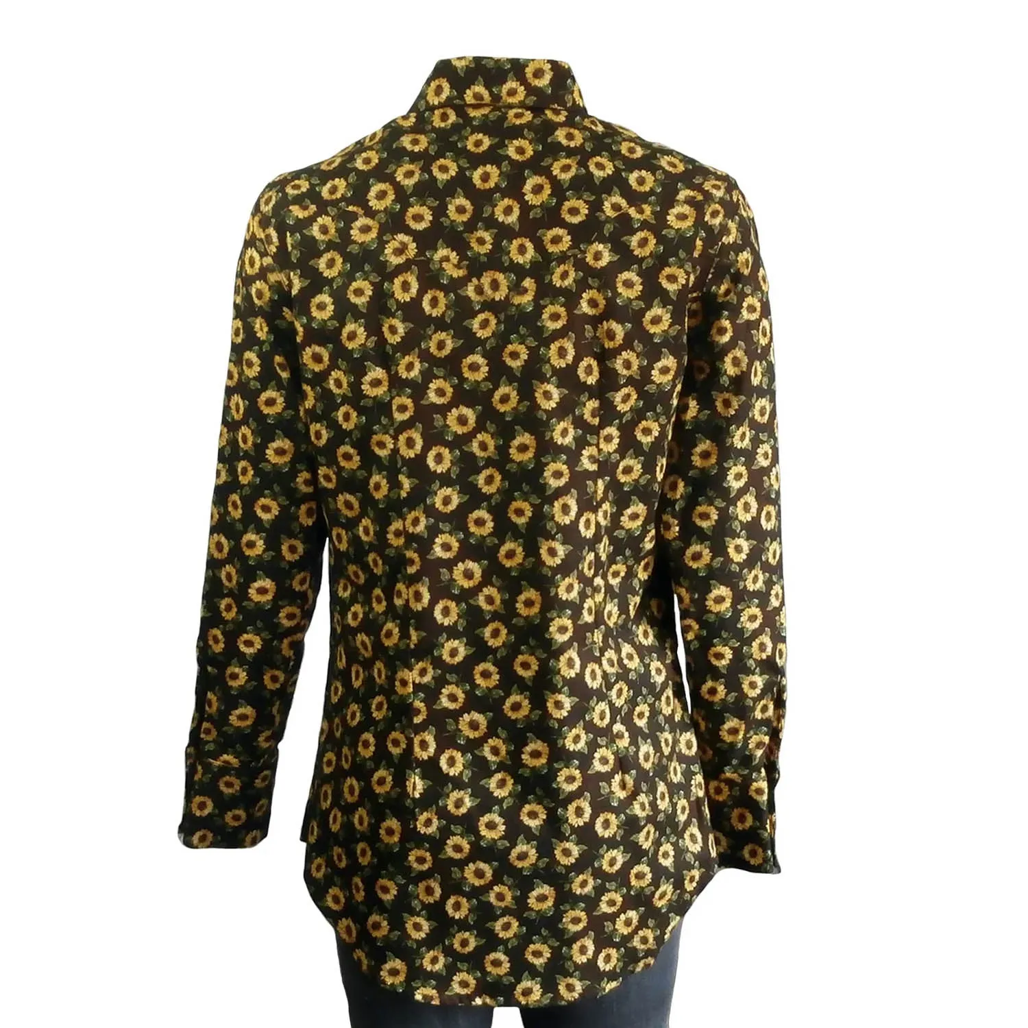 Rockmount Womens Vintage Floral Western Brown 100% Cotton L/S Shirt Breathable Comfort