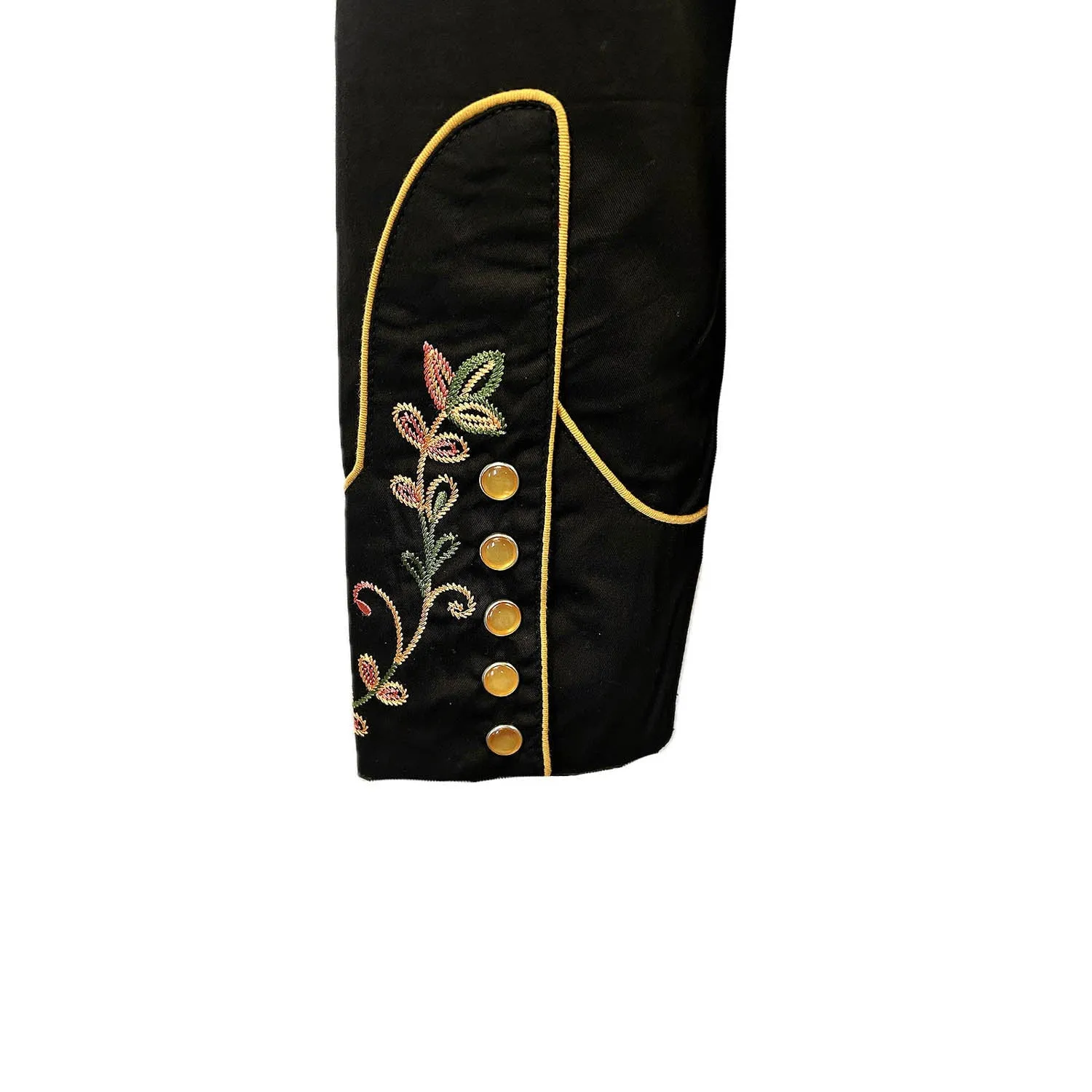 Anti Static Fabric Smooth zipper closure Rockmount Womens Vintage Variegated Floral Black 100% Cotton L/S Shirt