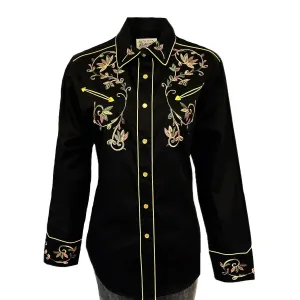 Rockmount Womens Vintage Variegated Floral Black 100% Cotton L/S Shirt Travel-friendly Rockmount Womens Vintage Variegated Floral Black 100% Cotton L/S Shirt Youthful Appeal Casual Design