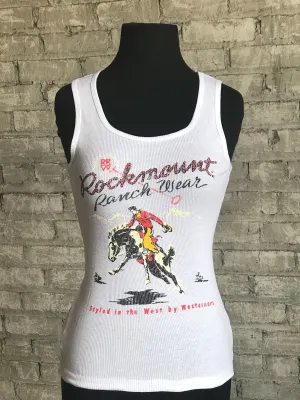 Rockmount Womens White 100% Cotton Premium Bronc Tank Top Advanced Stretch Recovery Rockmount Womens White 100% Cotton Premium Bronc Tank Top Work-to-Weekend