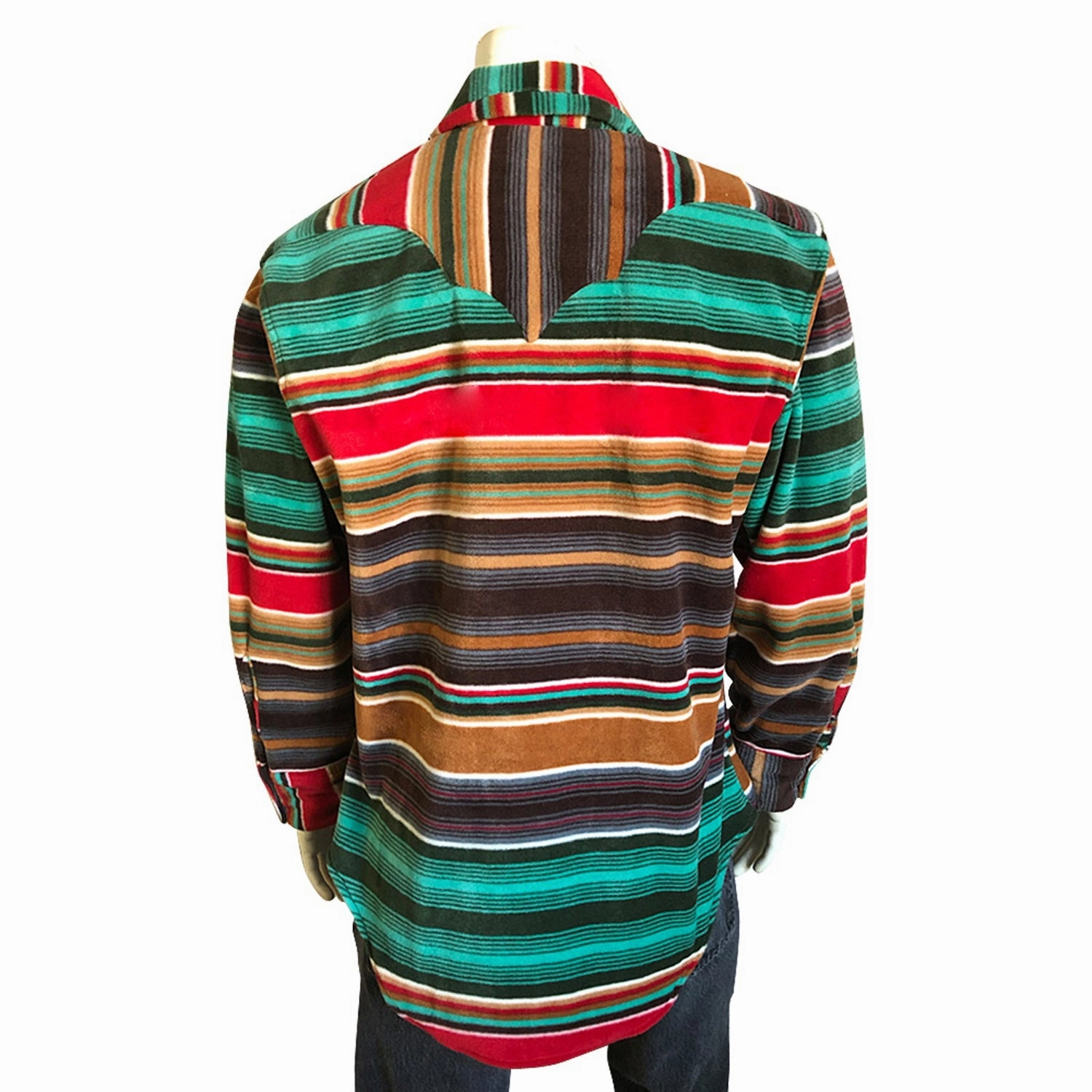 Youthful Vibe Statement Maker Rockmount Mens Brown/Green Fleece Serape Pattern Western L/S Shirt