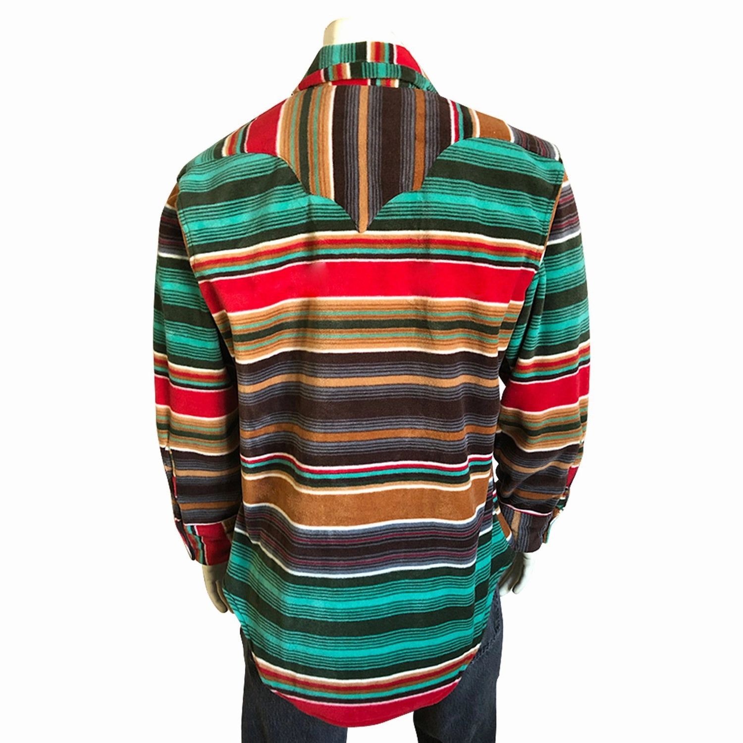 Chic Comfort Eye-Catching Pattern Rockmount Mens Brown/Green Fleece Serape Pattern Western L/S Shirt