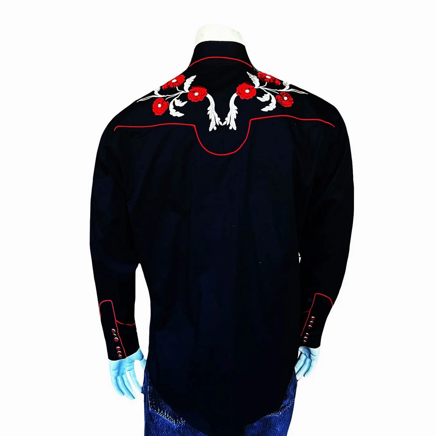 Soft touch finish Rockmount Mens Cascading Floral Western Black 100% Cotton L/S Shirt