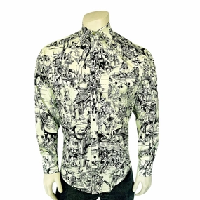 Rockmount Mens Deadwood Saloon Western Black/White 100% Cotton L/S Shirt windproof Rockmount Mens Deadwood Saloon Western Black/White 100% Cotton L/S Shirt Smart Casual