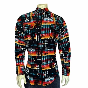 Rockmount Mens Native Pattern Western Black/Red 100% Cotton L/S Shirt Effortless Style Work-to-Weekend Rockmount Mens Native Pattern Western Black/Red 100% Cotton L/S Shirt