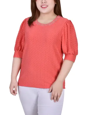 Romantic Vibes Plus Size Short Puff Sleeve Honeycomb Top Plus Size Short Puff Sleeve Honeycomb Top All Purpose Wrap Glow