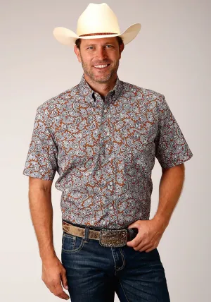 Roper Mens 1453 Copper Spring Orange 100% Cotton 1 Pkt S/S Shirt Clean Lines Roper Mens 1453 Copper Spring Orange 100% Cotton 1 Pkt S/S Shirt Low Profile Pocket Design