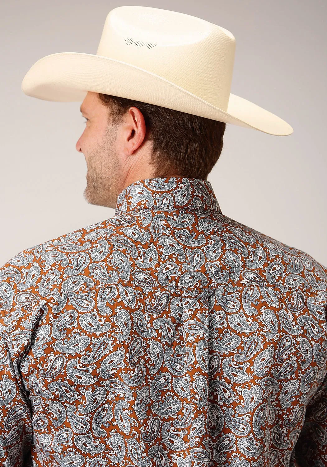 Date night youth trend Roper Mens 1453 Copper Spring Orange 100% Cotton 1 Pkt S/S Shirt