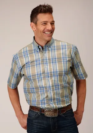 Roper Mens 1552 Sandy Plaid Tan 100% Cotton 1 Pkt S/S Shirt Eco-friendly Roper Mens 1552 Sandy Plaid Tan 100% Cotton 1 Pkt S/S Shirt Unisex Option