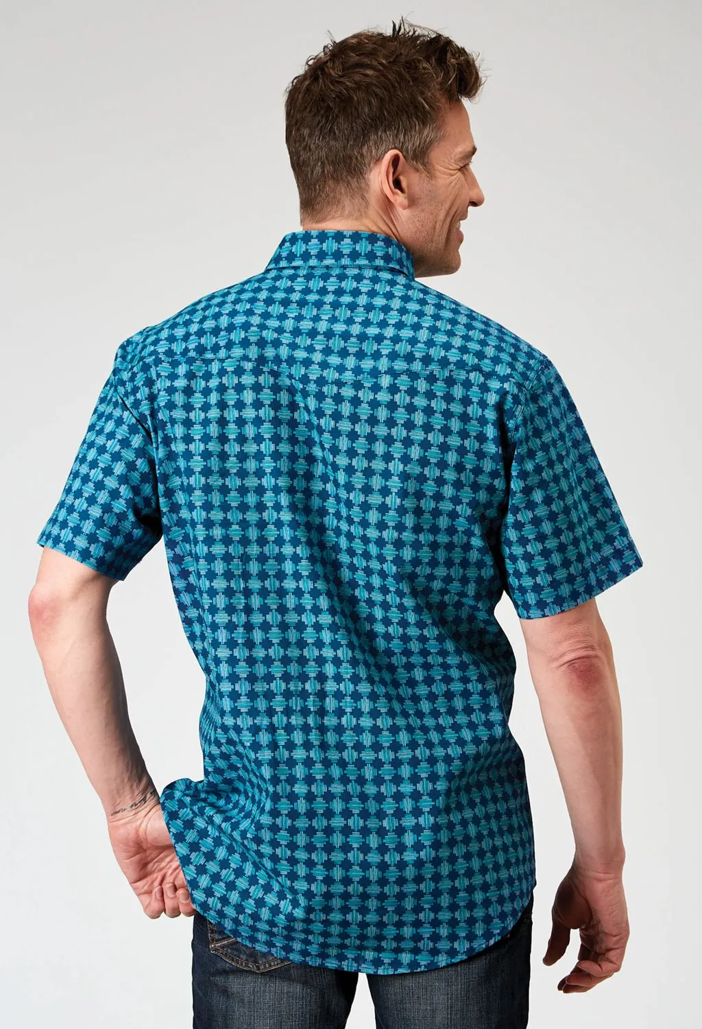 Pullover Design Weekend Adventure Roper Mens 1894 Scribble Blue 100% Cotton S/S Shirt
