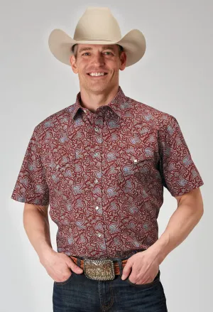 Roper Mens 1896 Vintage Paisley Red 100% Cotton S/S Shirt Office-Ready Roper Mens 1896 Vintage Paisley Red 100% Cotton S/S Shirt Polished Finish