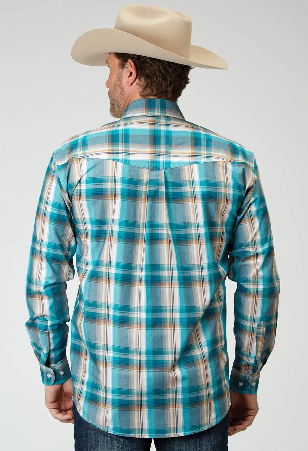 Roper Mens 1939 Waters Edge Multi-Color 100% Cotton Btn L/S Shirt Solid Hue Easy Care