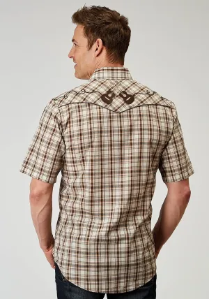 Roper Mens 1968 Desert Plaid Brown Cotton Blend Guitars S/S Shirt Comfortable Material Roper Mens 1968 Desert Plaid Brown Cotton Blend Guitars S/S Shirt Anti Static Treatment Urban Comfort