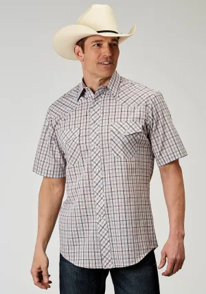 Roper Mens 1969 Vintage Plaid Cream Cotton Blend S/S Shirt Simple Silhouette Roper Mens 1969 Vintage Plaid Cream Cotton Blend S/S Shirt Eco Friendly Dye Wrinkle Resistant