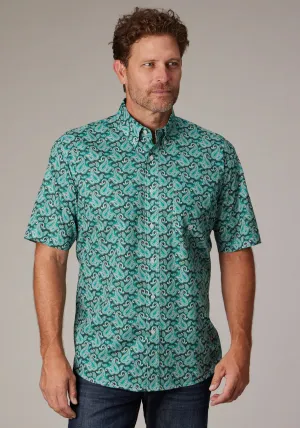 Roper Mens 2018 Paisley Jade 100% Cotton 1 Pkt S/S Shirt Wardrobe Staples Roper Mens 2018 Paisley Jade 100% Cotton 1 Pkt S/S Shirt Trendy Layer All-Season Wear